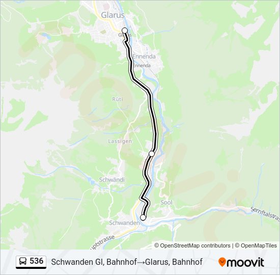 536 Bus Line Map