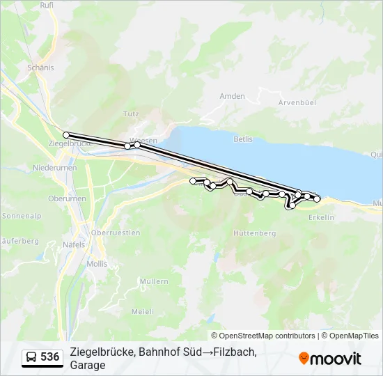 536 Bus Line Map