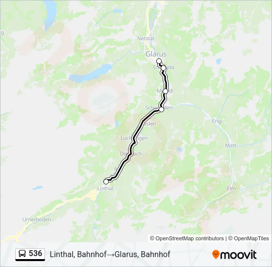 536 Bus Line Map