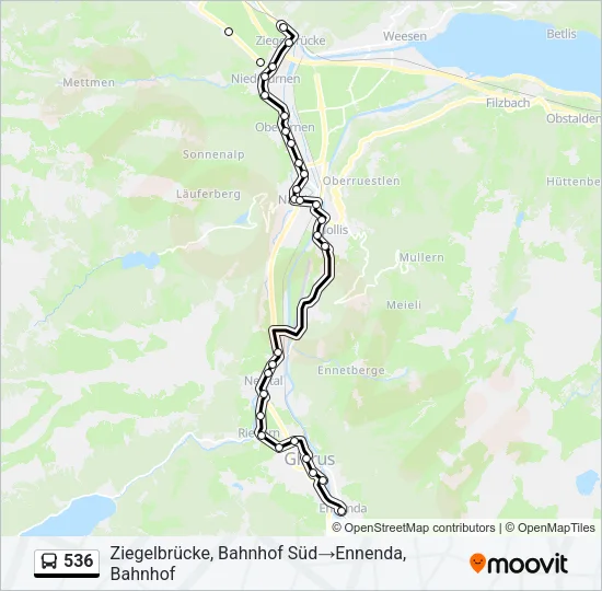 536 Bus Line Map