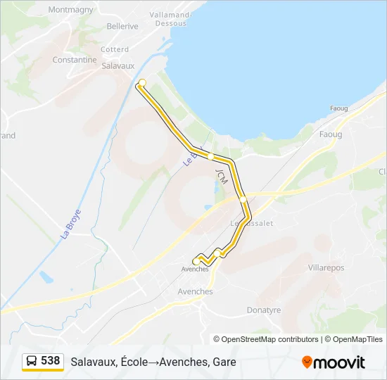 Plan de la ligne 538 de bus