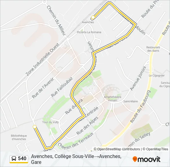 Plan de la ligne 540 de bus