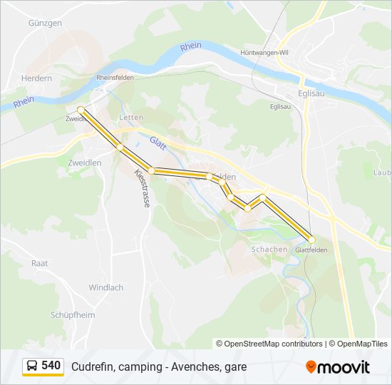 Plan de la ligne 540 de bus