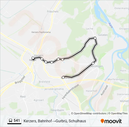 Plan de la ligne 541 de bus