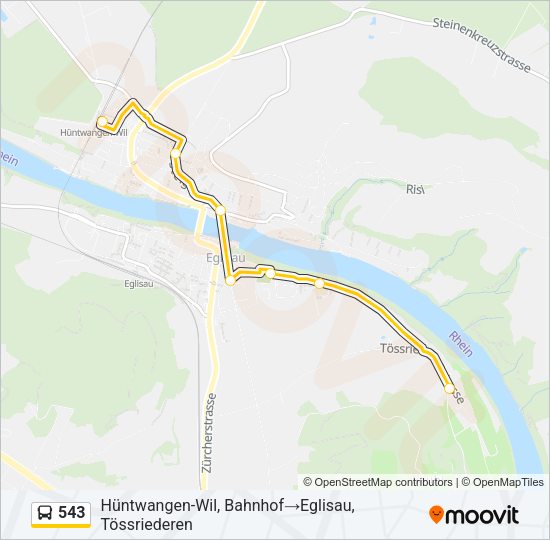 543 Bus Line Map