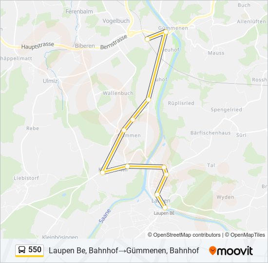 Plan de la ligne 550 de bus