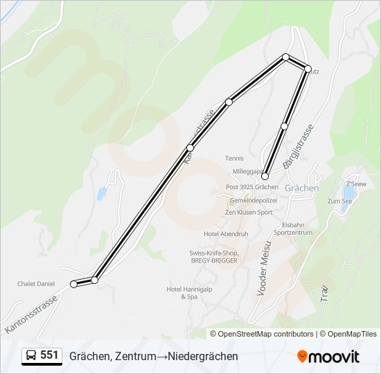 Plan de la ligne 551 de bus