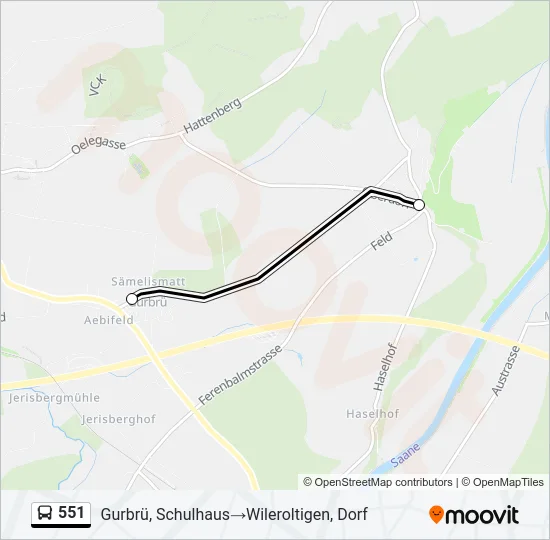 551 Bus Line Map