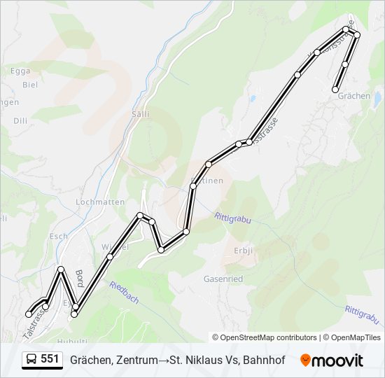 551 bus Line Map