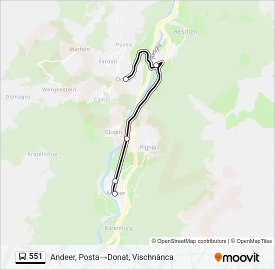 Plan de la ligne 551 de bus