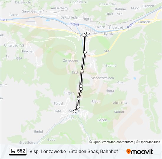 Plan de la ligne 552 de bus