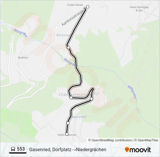553 Bus Line Map