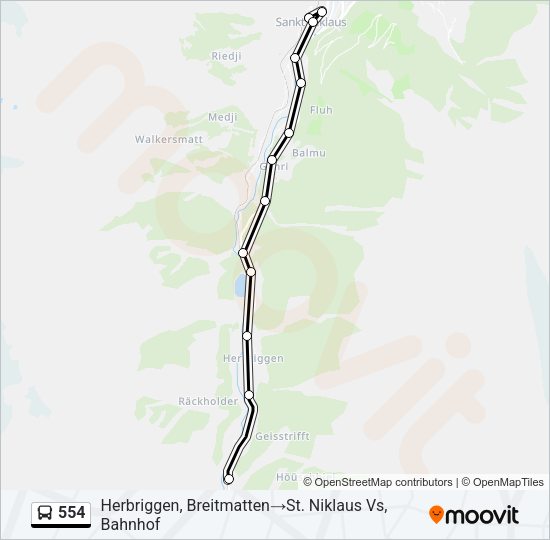 554 Bus Line Map