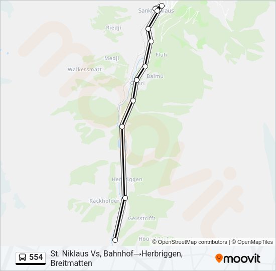 554 Bus Line Map