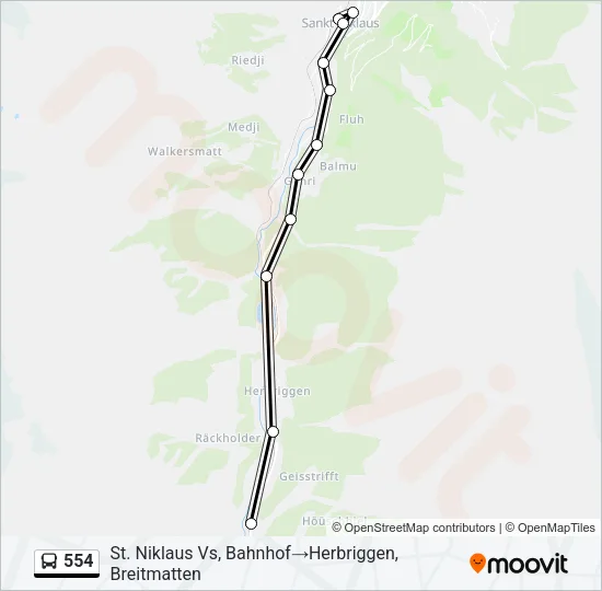 554 Bus Line Map