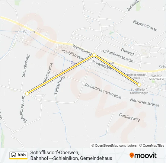 555 Bus Line Map