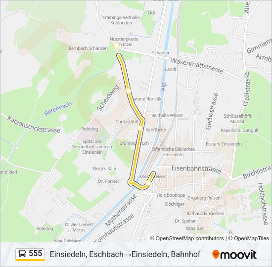 555 Bus Line Map