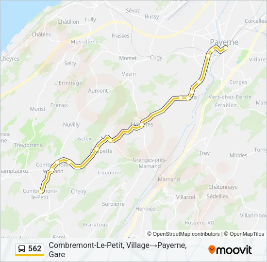 Plan de la ligne 562 de bus