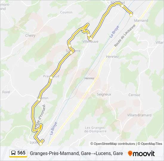 565 Bus Line Map
