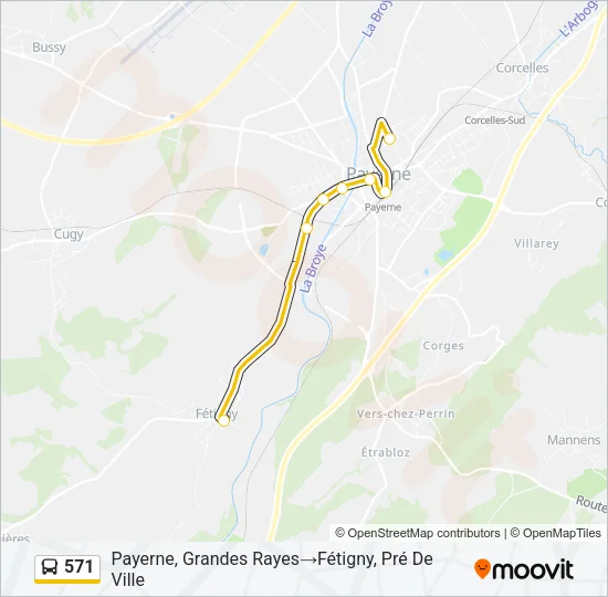 571 Bus Line Map