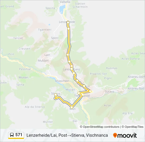 Plan de la ligne 571 de bus