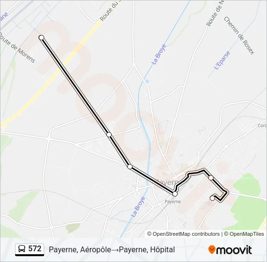 Plan de la ligne 572 de bus