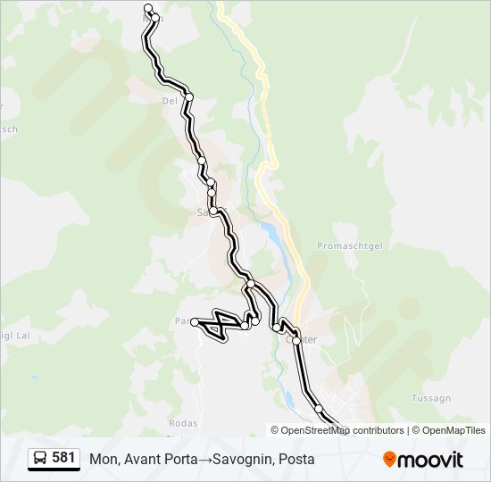 Plan de la ligne 581 de bus