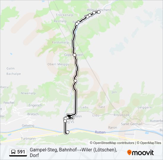 591 Bus Line Map