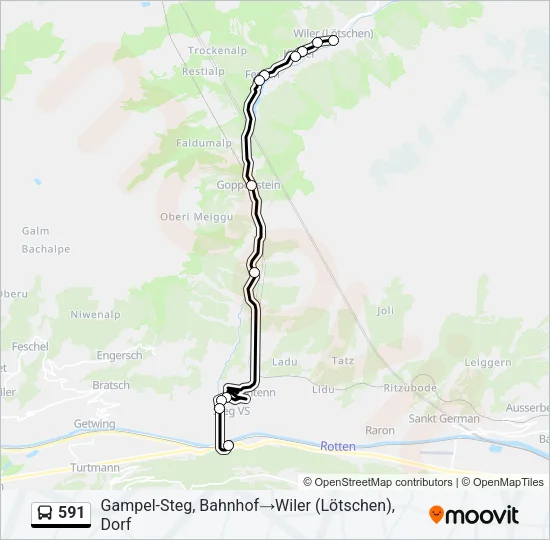591 Bus Line Map