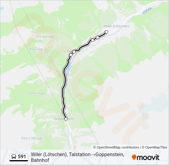 591 Bus Line Map