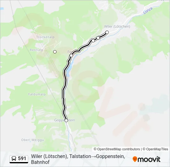 591 Bus Line Map
