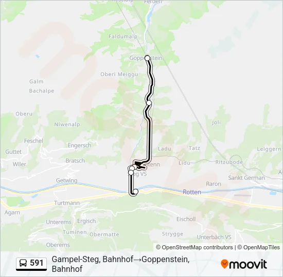 591 Bus Line Map