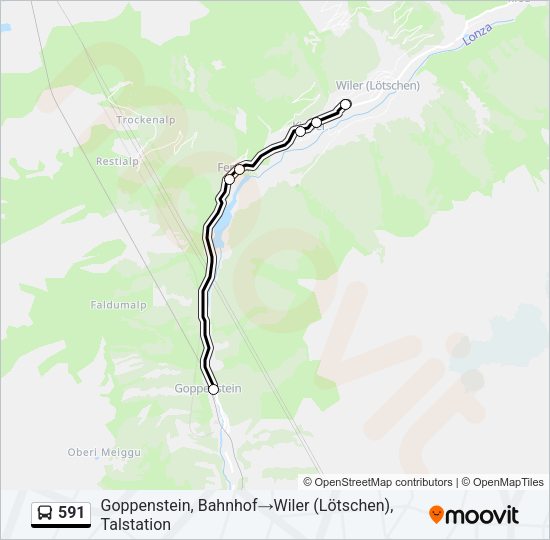 591 Bus Line Map