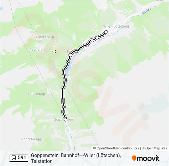 591 Bus Line Map