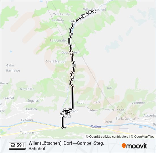 591 Bus Line Map