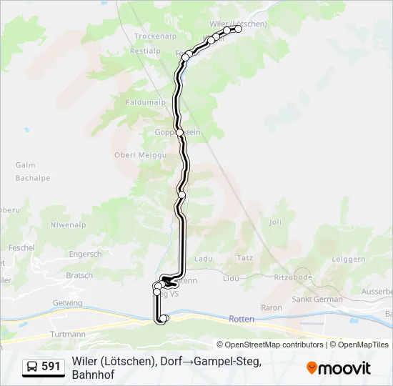 591 Bus Line Map