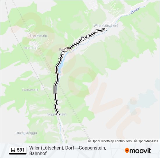 591 Bus Line Map