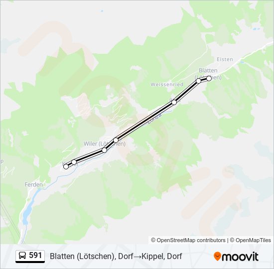 Plan de la ligne 591 de bus