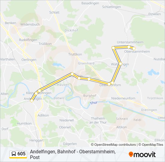 Plan de la ligne 605 de bus