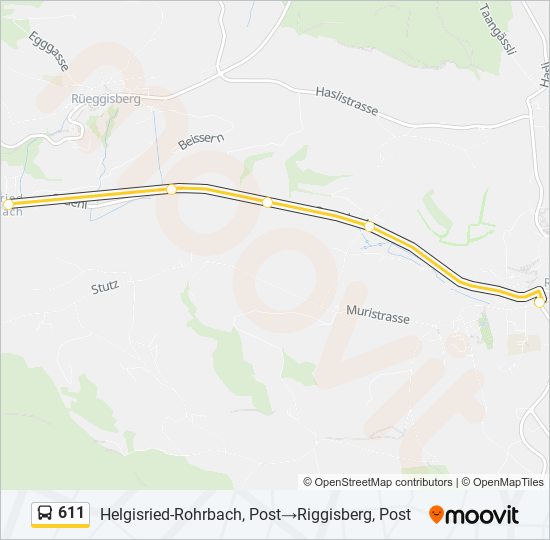 611 bus Line Map