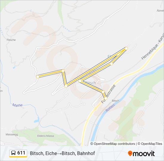 611 Bus Line Map