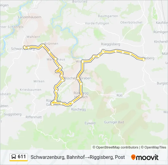 611 Bus Line Map