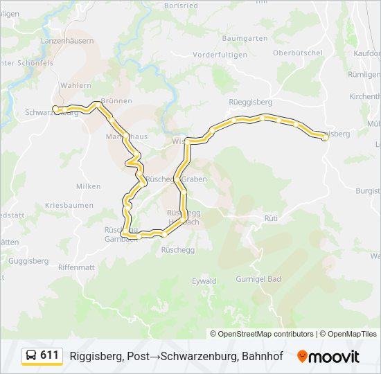 611 Bus Line Map