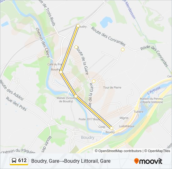 Plan de la ligne 612 de bus