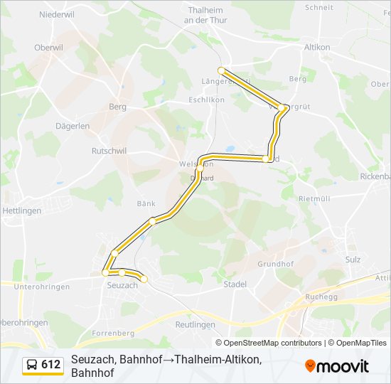 Plan de la ligne 612 de bus