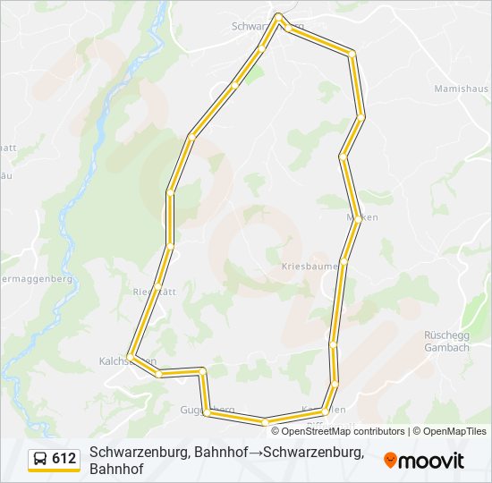 Plan de la ligne 612 de bus