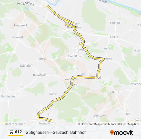 Plan de la ligne 612 de bus