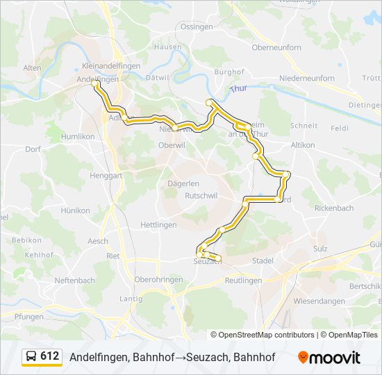 Plan de la ligne 612 de bus