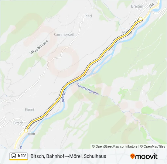 Plan de la ligne 612 de bus
