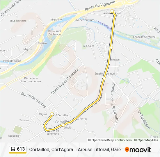613 Itinéraire: Horaires, Arrêts & Plan - Cortaillod, Cort'Agora‎→ ...
